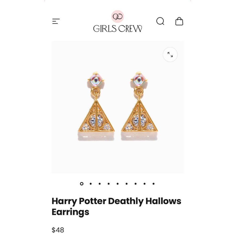 NWOT Harry Potter Deathly Hallows Earrings